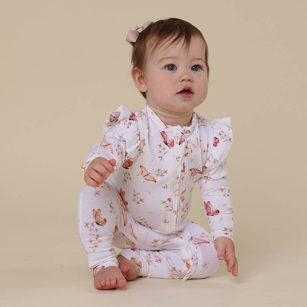 Snuggle Hunny - Wholesale Sleepsuit – Baby - Butterfly Organic Snugglesuit Convertible Romper with Frill2