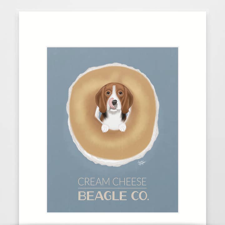 Beagle Dog Art Print, Gräddost Beagle Co. för wholesale av Laura Bergsma Studio