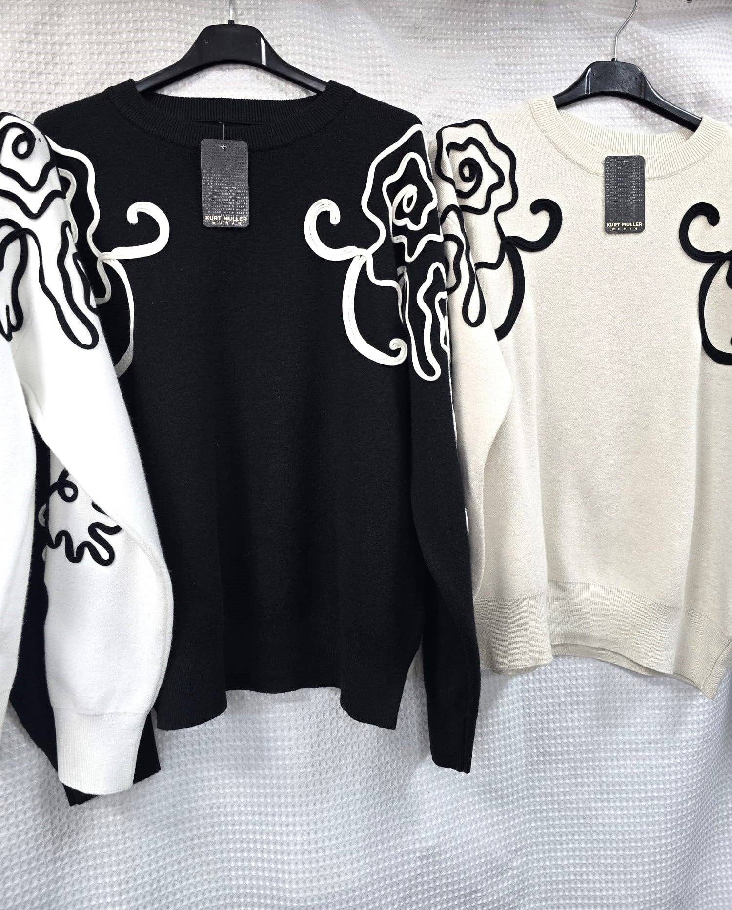 Kurt Muller – wholesale Knitted jumper – Women′s – Cornelli Trim Shoulder Knit Jumper2