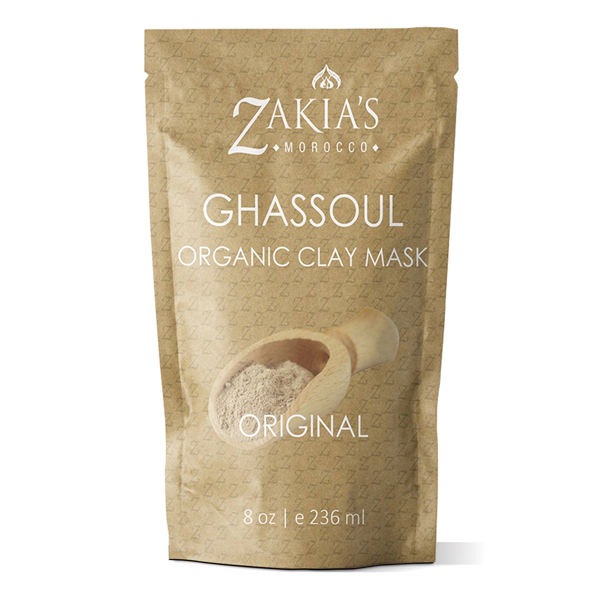 Zakia's Morocco - Vente Masque pour le visage - Masque à l'argile Rhassoul du Maroc - Masque facial naturel et biologique et traitement de soin de la peau - Masque de boue anti-âge pour peau sèche et grasse, acné, eczéma et psoriasis - 8 oz0