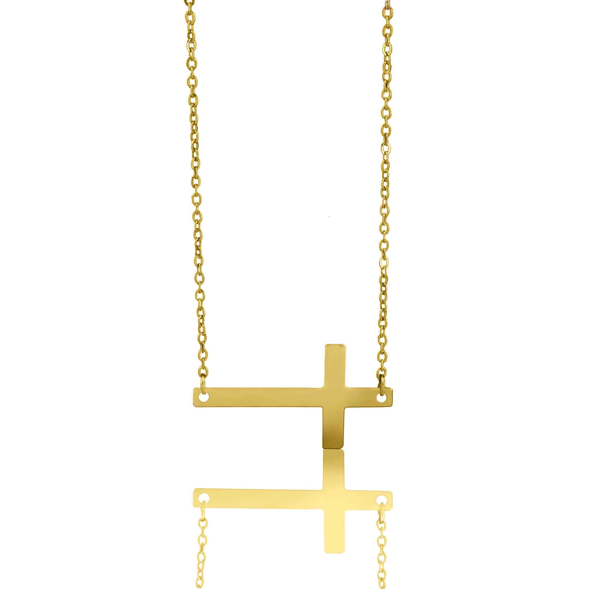 WJW - Wholesale Pendant/Charm Necklace - Stainless Steel Horizontal Cross Necklace2