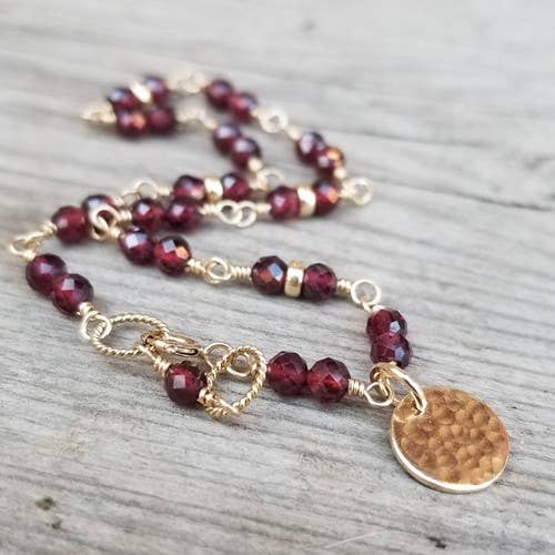 Bracelet Impératrice Grenat - Plaqué Or 14k pour la vente par Kuriosities