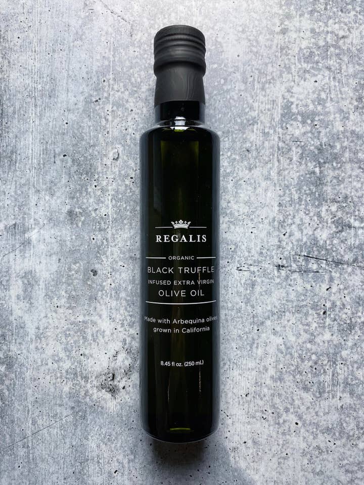 Black Truffle Arbequina Olive Oil, Organic for wholesale by Regalis Foods