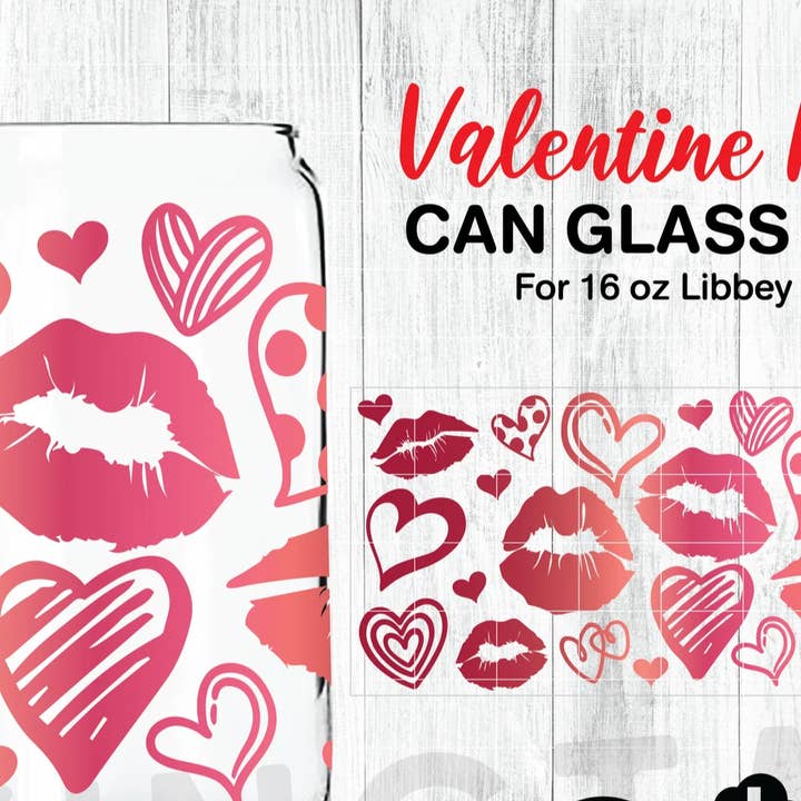 Beer Can Glass | Iced Coffee Glass Valentine Kiss for wholesale by Dyno Kustom design