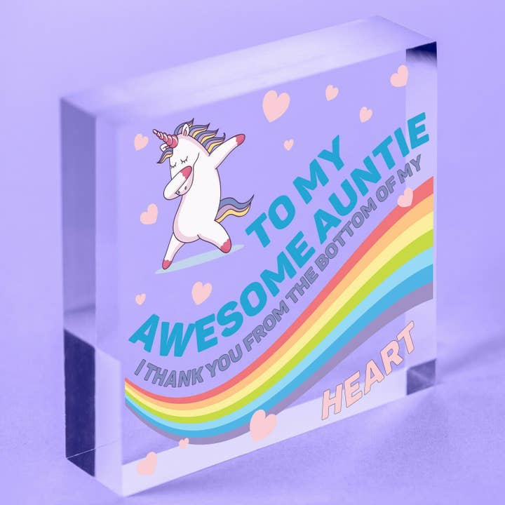 Novità Unicorn For Auntie my Nanny Christmas Acrylic Block per la vendita all'ingrosso da parte di 2PersonalShop
