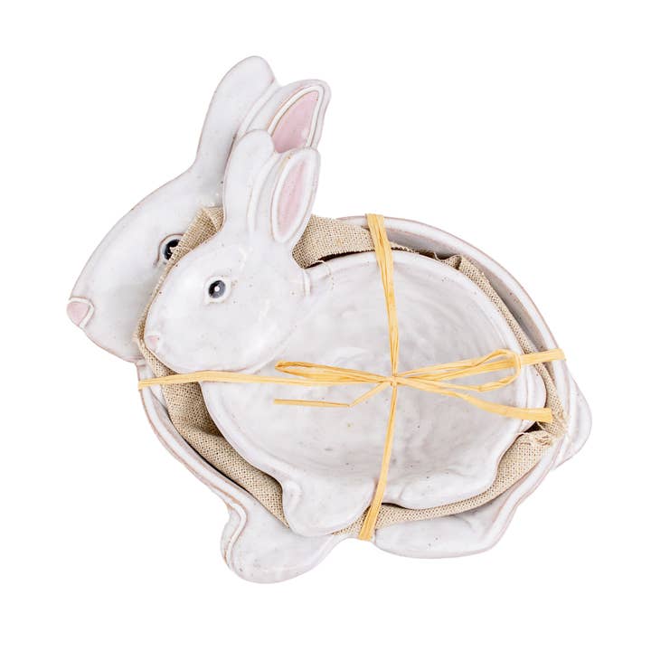 Callie Bunny Plats Gigognes Blanc/Rose Clair 7", 5,5" Ensemble de 2 pour la vente par The Royal Standard