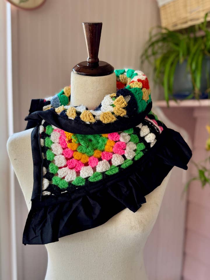 Cachecol de Quadrados da Avó, Xale de Manta Reciclada por atacado de Jo Noelle