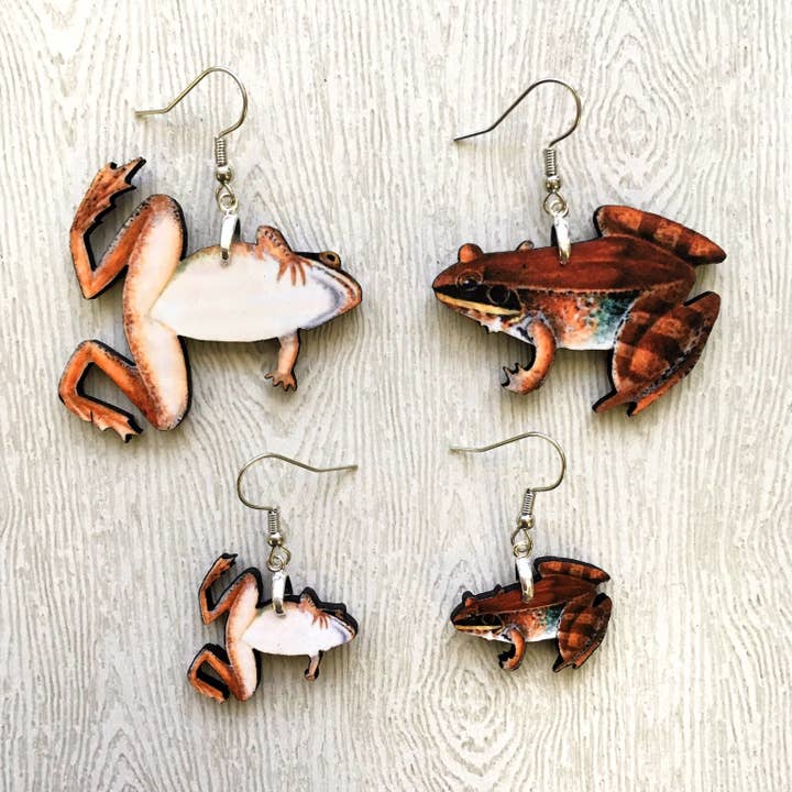 Red Frog Øreringe - Halloween dyr smykker - Laser Cut Træ for engroshandel hos Toad Hill Farm