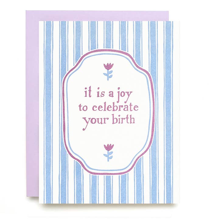 Joy To Celebrate - Biglietto di auguri tipografico per la vendita all'ingrosso da parte di Shorthand Press