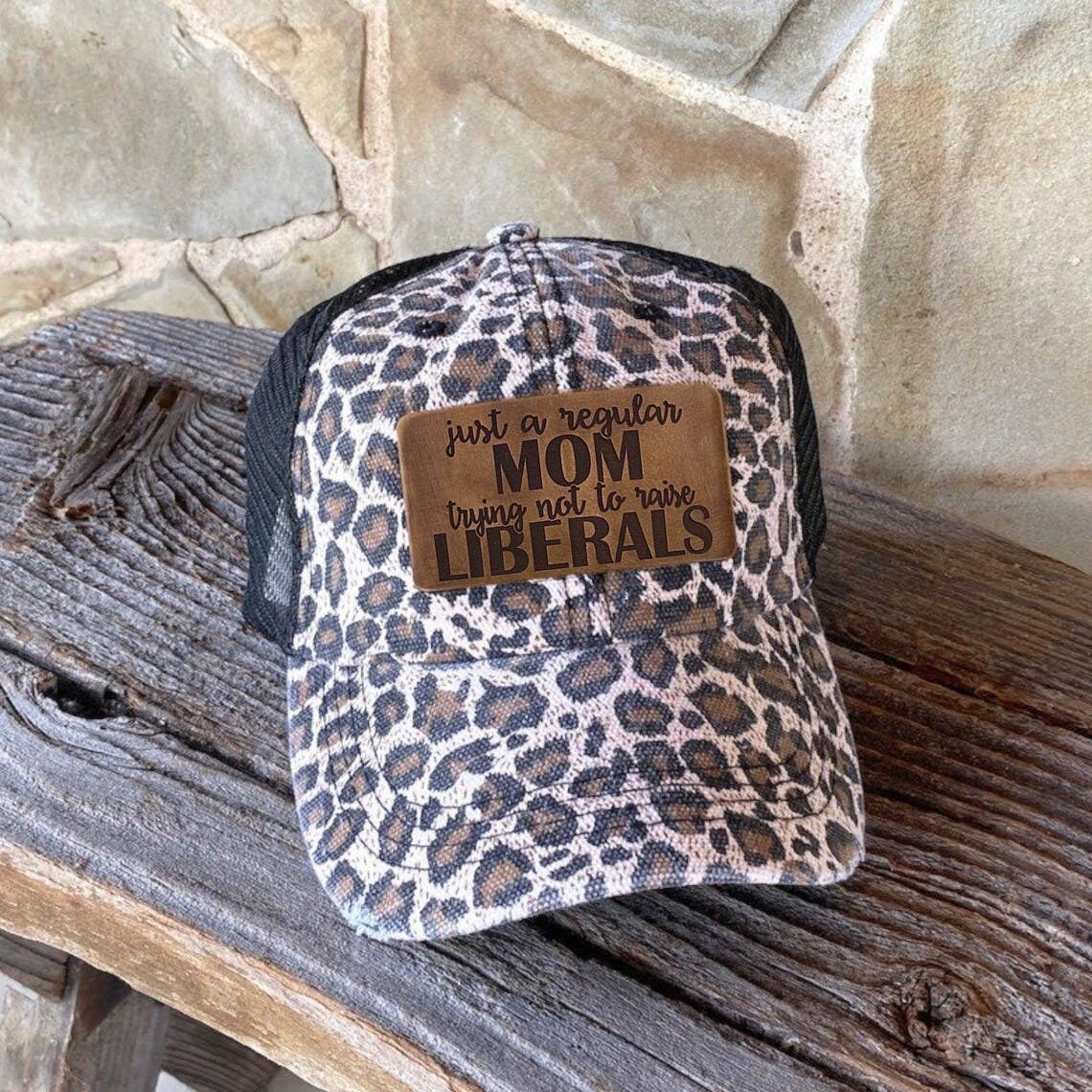 The Hometown Company - Wholesale Baseball Cap - Women's - Regular Mom Trying Not to Raise Liberals Leather Patch Hat