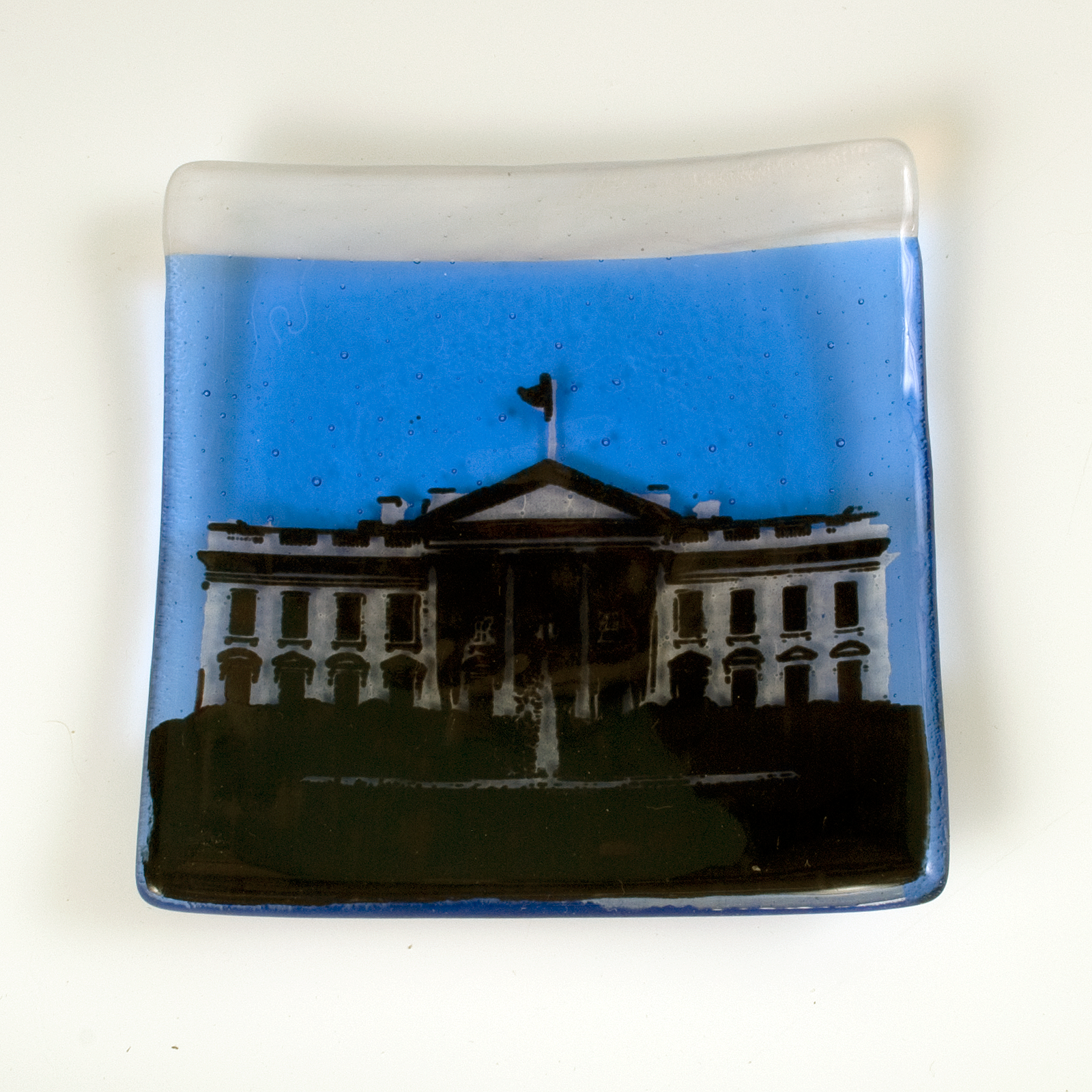 Kiku Handmade | Contemporary Fused Glass Home Goods - Wholesale Decorative Plate/Dish/Bowl - Washington DC White House Fused Glass 4.5" Catch-all Dish0