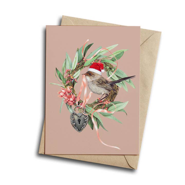 Scricciolo di Natale/beige - Biglietto di auguri per la vendita all'ingrosso da parte di Hayley Wilson