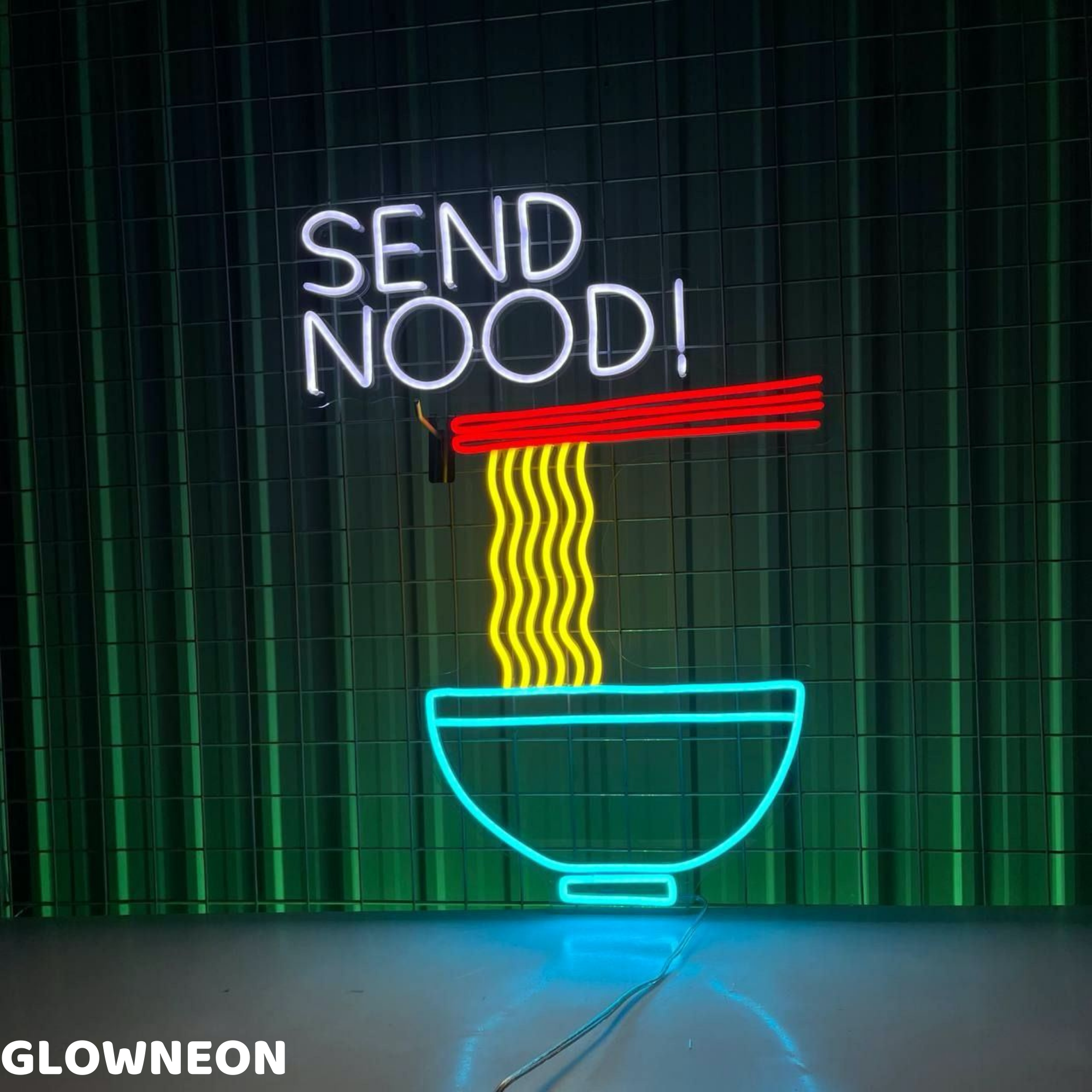 Glow Neon - Vente Enseignes néon - Panneau au néon Send Nood, panneau LED Noodles Ramen, panneau alimentaire japonais1