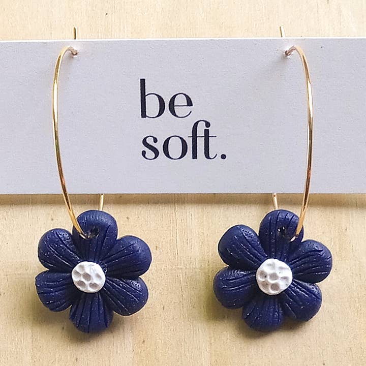 Small Blue Flower Hoops for wholesale by be soft.