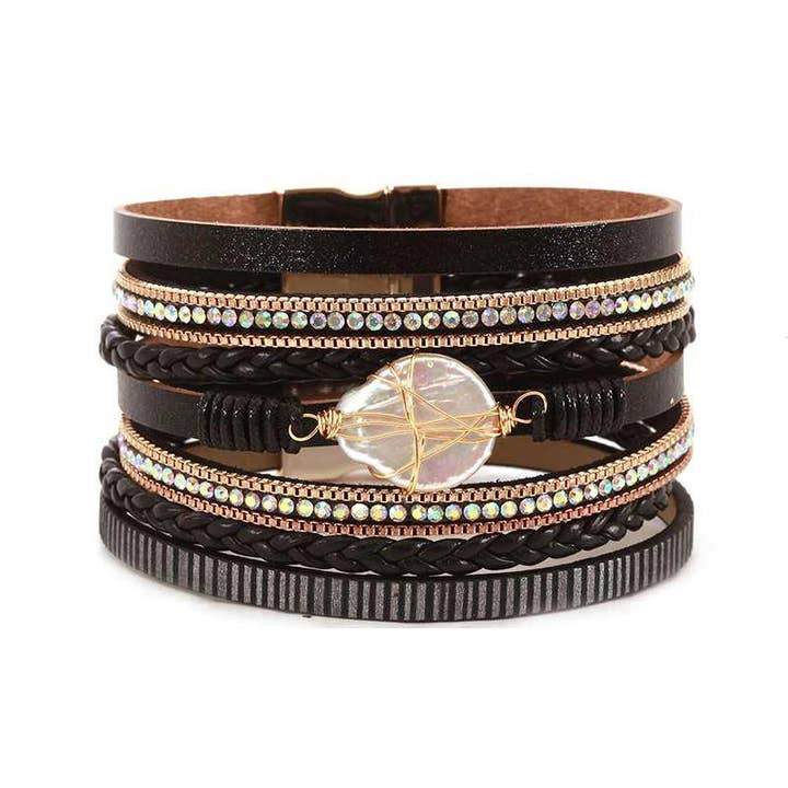 Bracelet Bohème à Couches avec Pierre et Fermoir Magnétique pour la vente par Olivia Welles