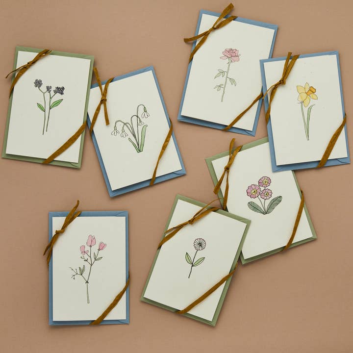 Botanical Birthday Month Cards for wholesale by Buddug