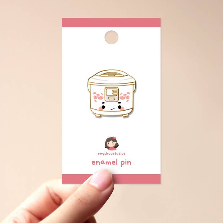 Sakura Rice Cooker Enamel Pin for wholesale by Raychoo Studios Inc.