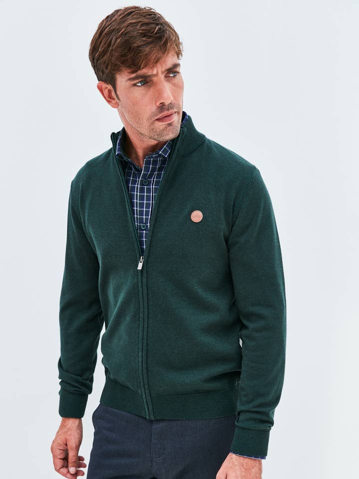 Chaqueta Hombre – Lisa – Tejido Mezcla – Logo Bigote – Verde y Gris Marengo modelo Mision para venta al por mayor de Núñez de Arenas