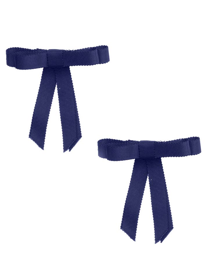 Grosgrain Bow Clip Set (2) - Navy for wholesale by Project 6 NY Kids