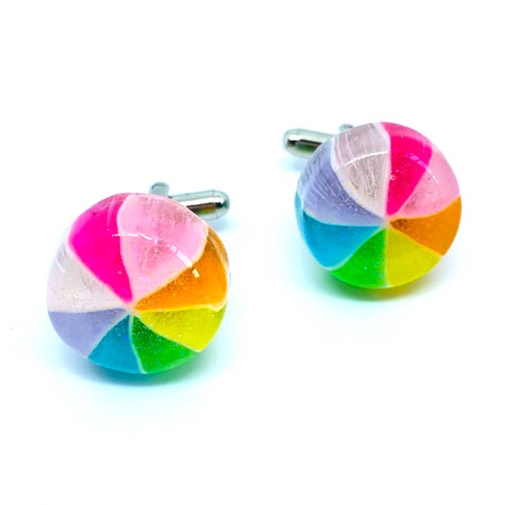 Pinwheels Manchetknopen - Candy Jewelry voor wholesale door Glitterlimes