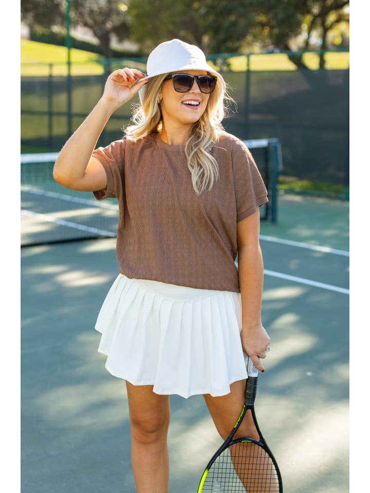 Blanc Jupe-culotte plissée blanche avec poche en vente sur Faire12