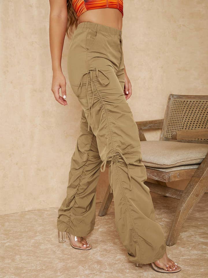 Flarix - Wholesale Pants - Women's - Ruched Drawstring Cargo Pants7