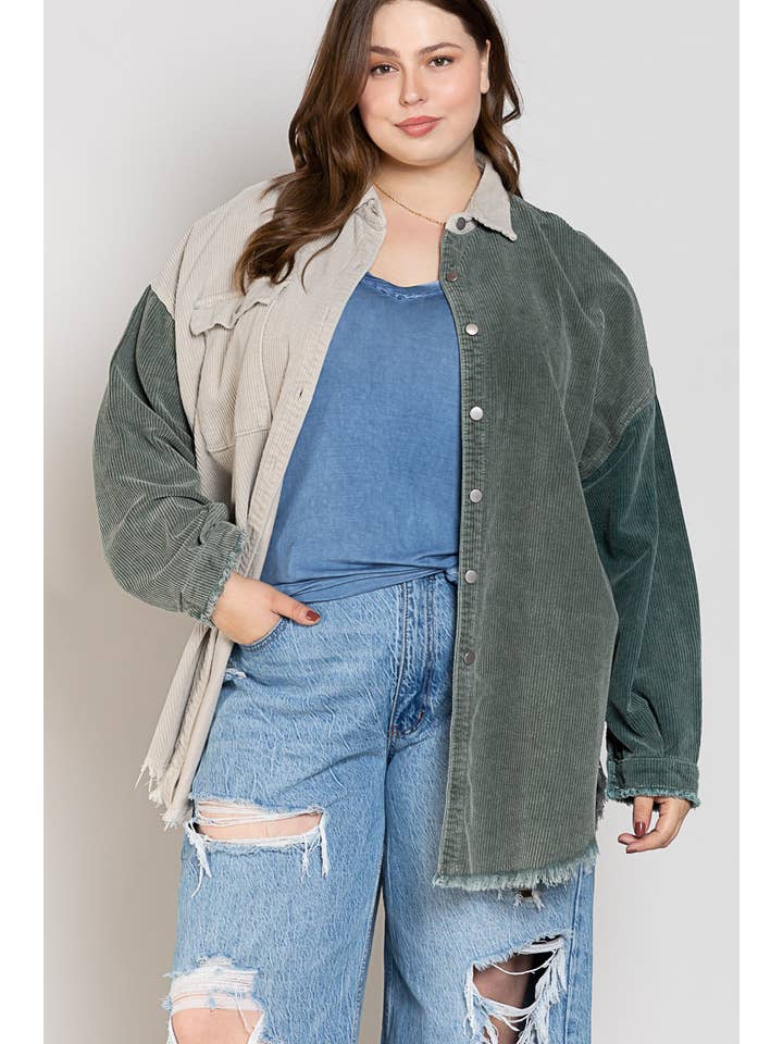 Pol Clothing - Wholesale Shirt Jacket/Shacket - Women's - SMJ183 PLUS Corduroy jacket SALE
