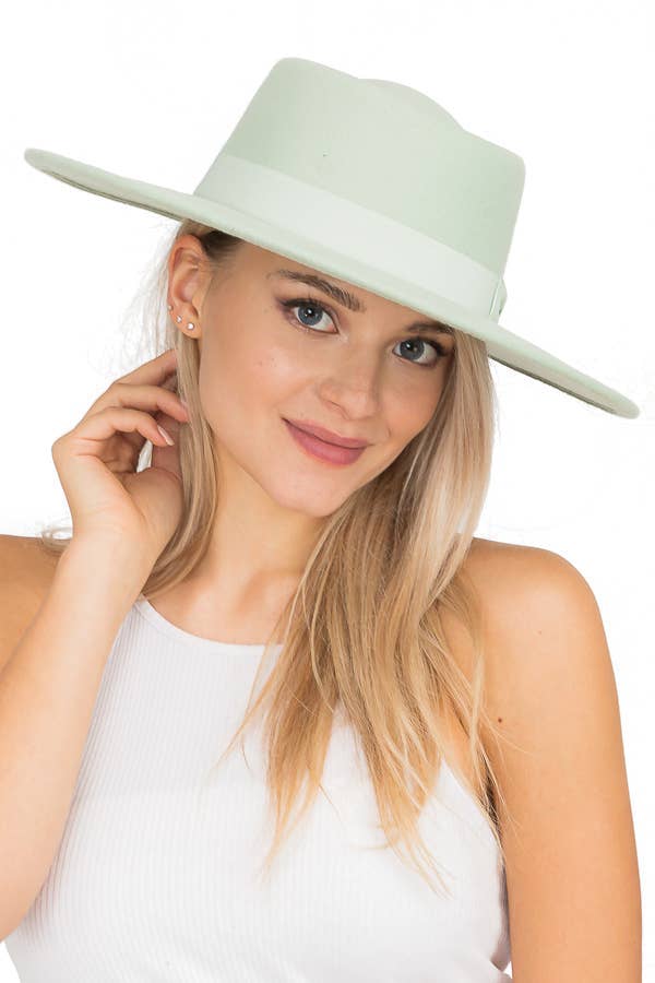 Cap Zone – wholesale Fedora - Dam – Wide Brim Bolero Faux Filt Pork Pie Crown Hat16