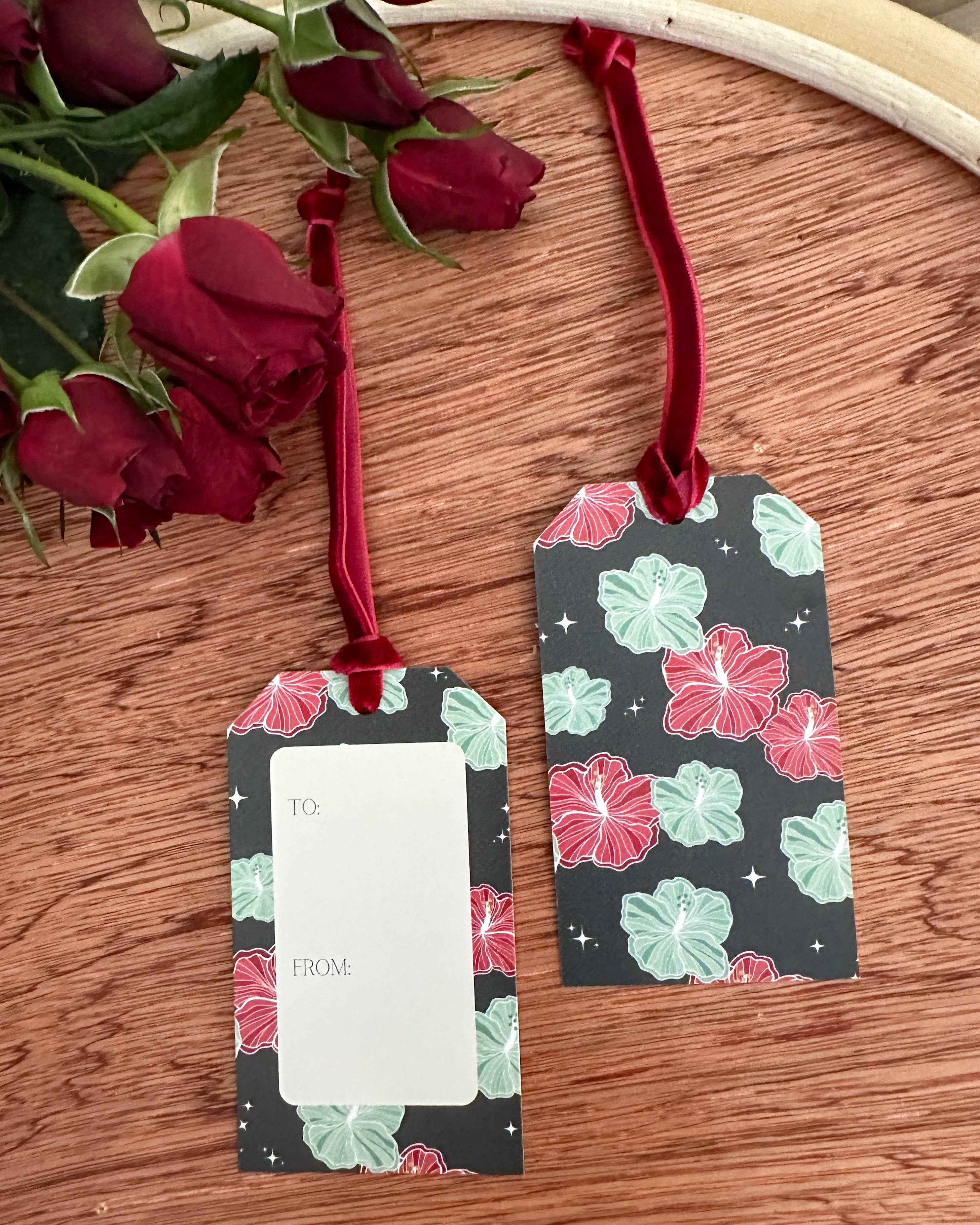 Design Jord - Wholesale Gift Tag - Makana Tags - Set of 5 in Christmas Hibiscus2