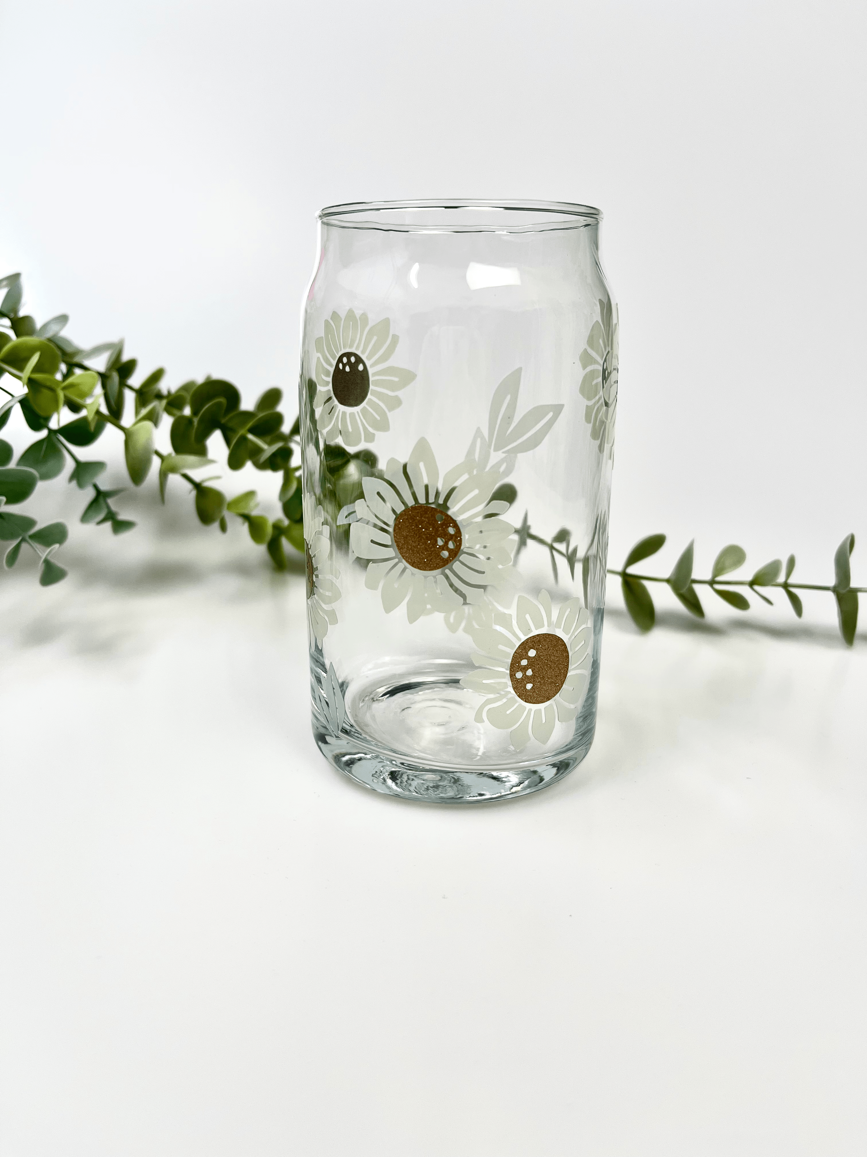 SparklesnMoreCo - Wholesale Drinking Glass/Cup - Sunflower Can Glass Cup, color changing cup, summer2