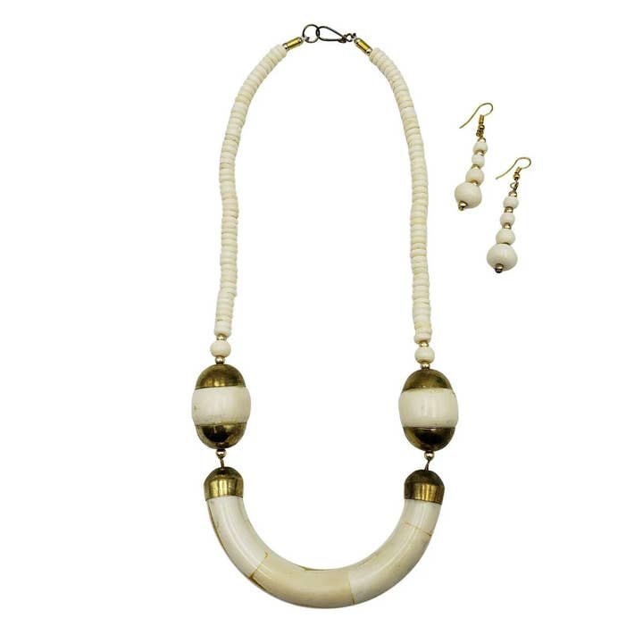 Treasure Jewelry - Wholesale Jewelry Set - Buffalo Bone Necklace and Earring Set Tribal Jewelry
