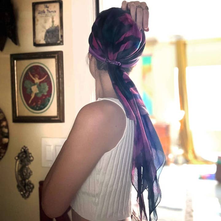 LuxCare Clothing - Wholesale Head Scarf - Women's - Fine Art Headscarf ~Boysenberry8