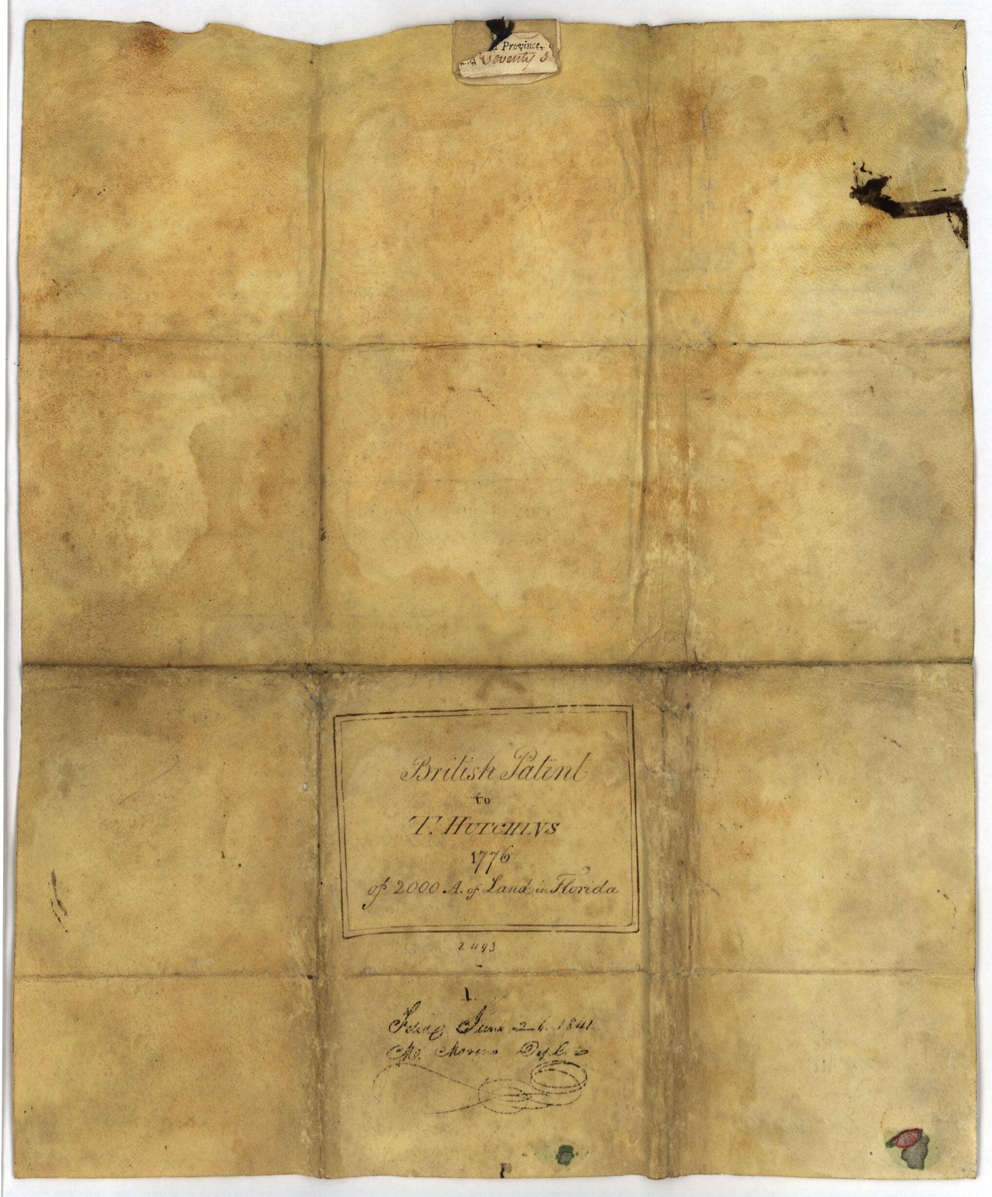 Relic Map Co. - Wholesale Map - Thomas Hutchins' Land Grant and Map to 2000 Acres In West Florida 18410