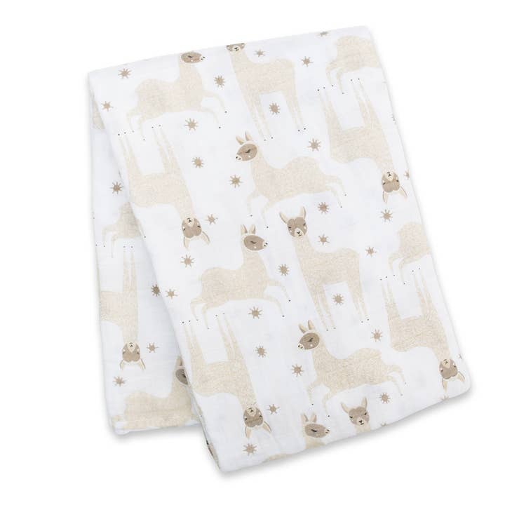 Lulujo Cotton Swaddle – Modern Llama for wholesale by Mary Meyer