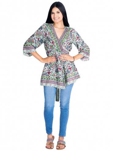 Långkorsad sidenblus för wholesale av Kimago Look