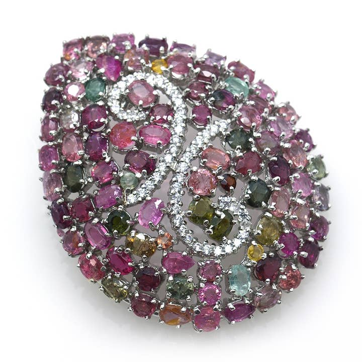 Tourmaline and 925 Silver Pendant/Brooch for wholesale by Naturjoya