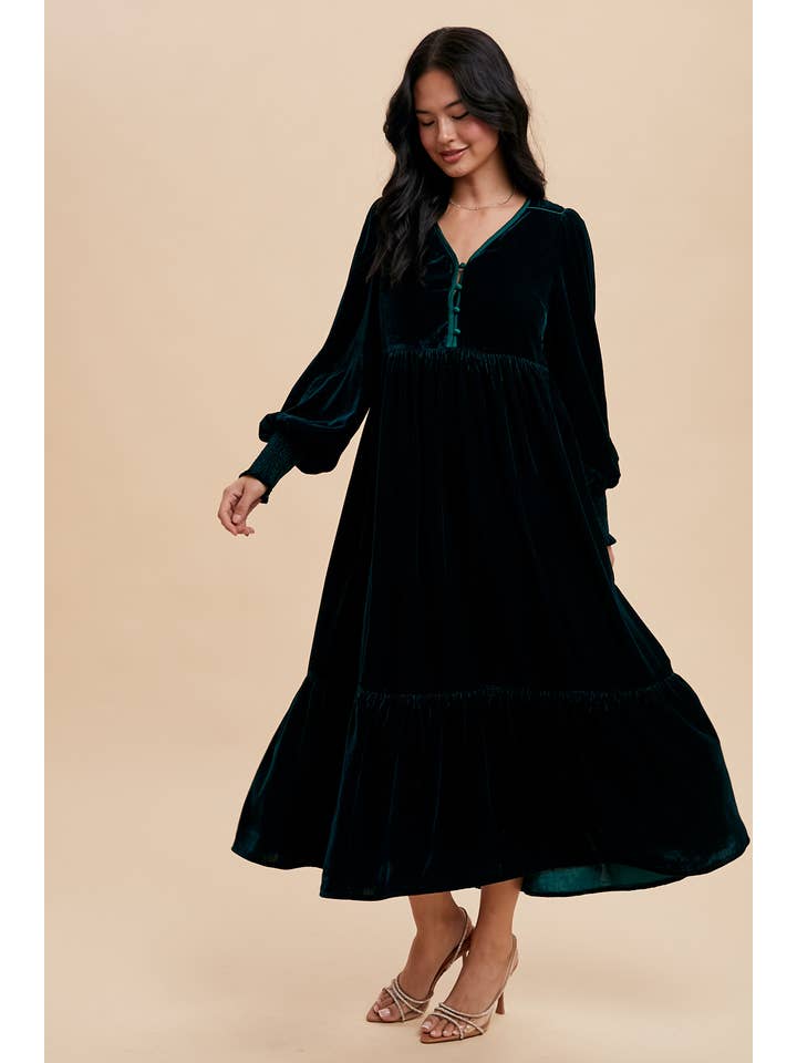 In Loom - Wholesale Dress - Women's - VELVET LONG SLEEVE MAXI DRESS