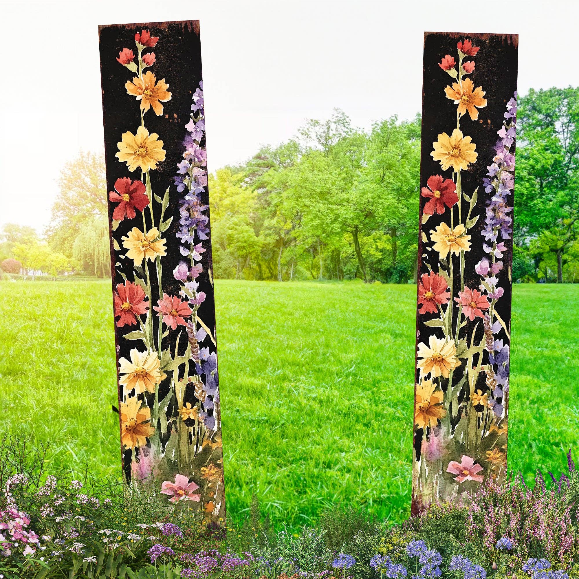 TX USA Corporation - Wholesale Tuin/gazongrondpennen/pinnen - Zomer Wilde Bloementuin Steker – Rustieke Bloemrijke Tuindecoratie | UV Geprint4