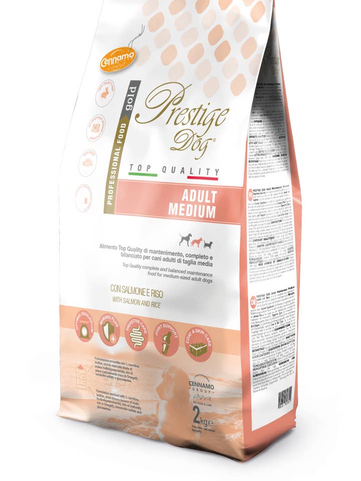 PRESTIGE HUND VUXEN MEDIUM LAX 2KG - 4st för wholesale av Cennamo