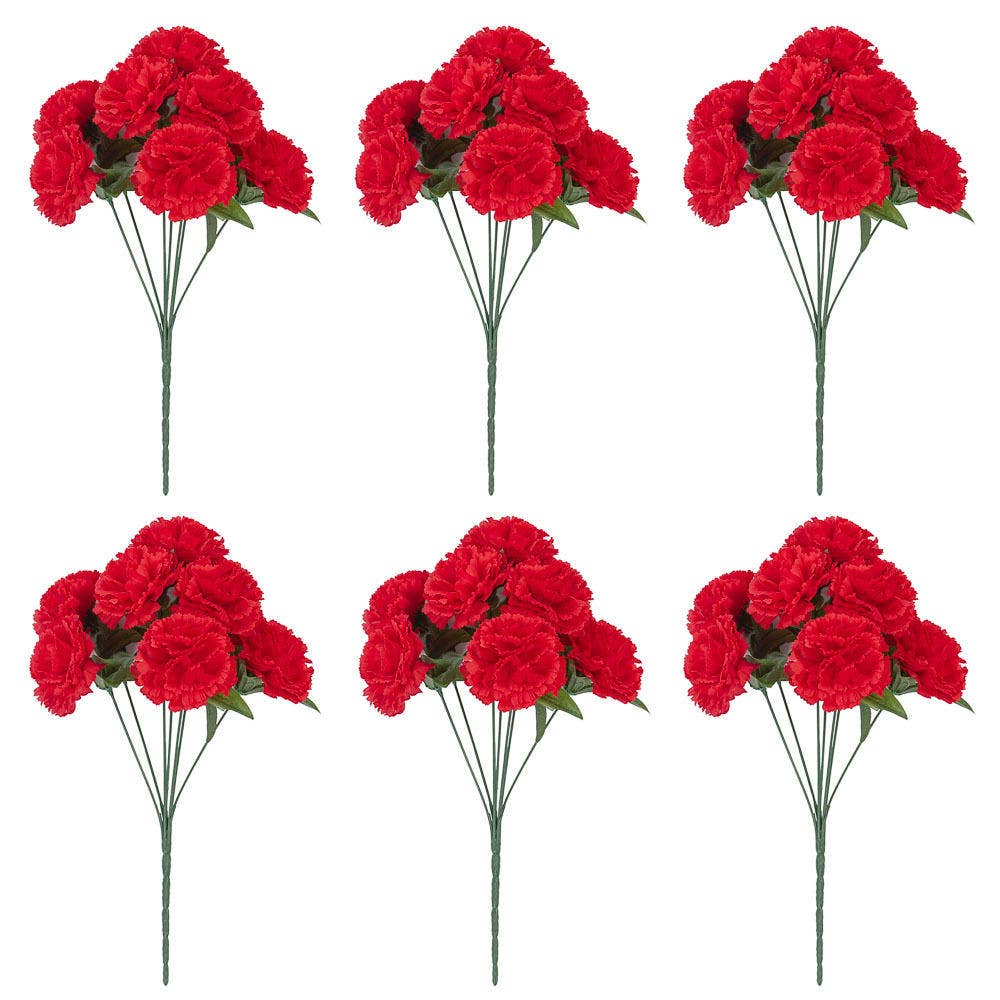 Factory Direct Craft – wholesale Artificial flowers – Artificial Red Carnation Silk Flower Bush4
