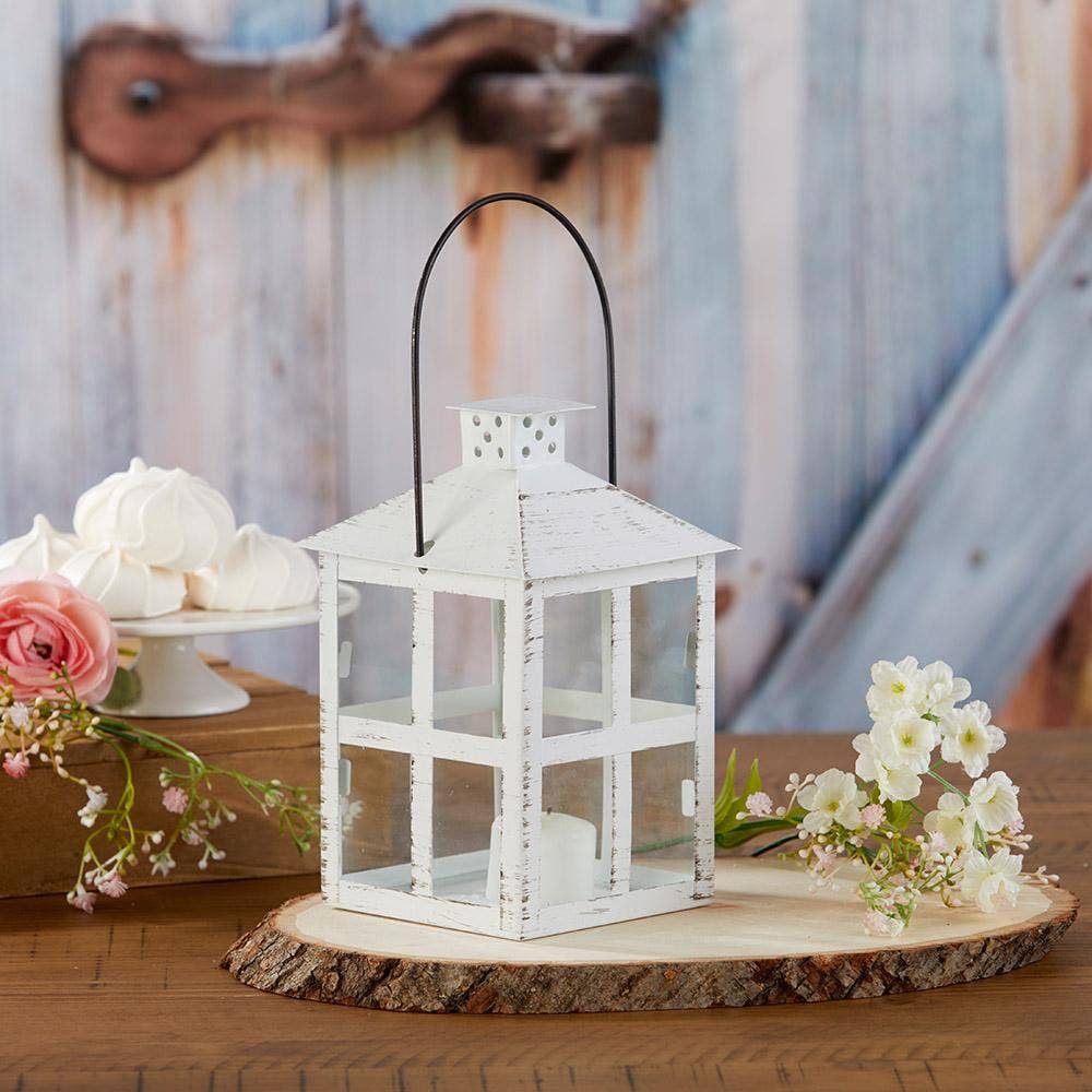 Kate Aspen - Wholesale Lantern - Vintage White Distressed Lantern - Large