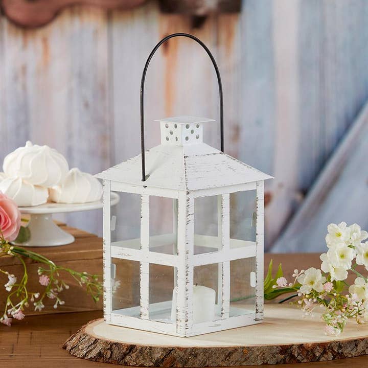 Linterna vintage blanca envejecida, tamaño grande para venta al por mayor de Kate Aspen