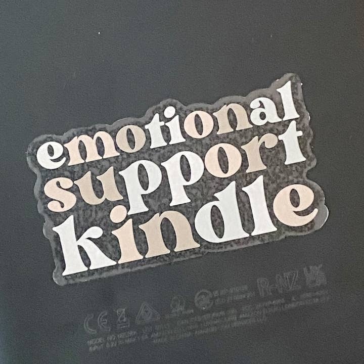 Emotional Support Kindle CLEAR Sticker for wholesale by Clay Collection Co.