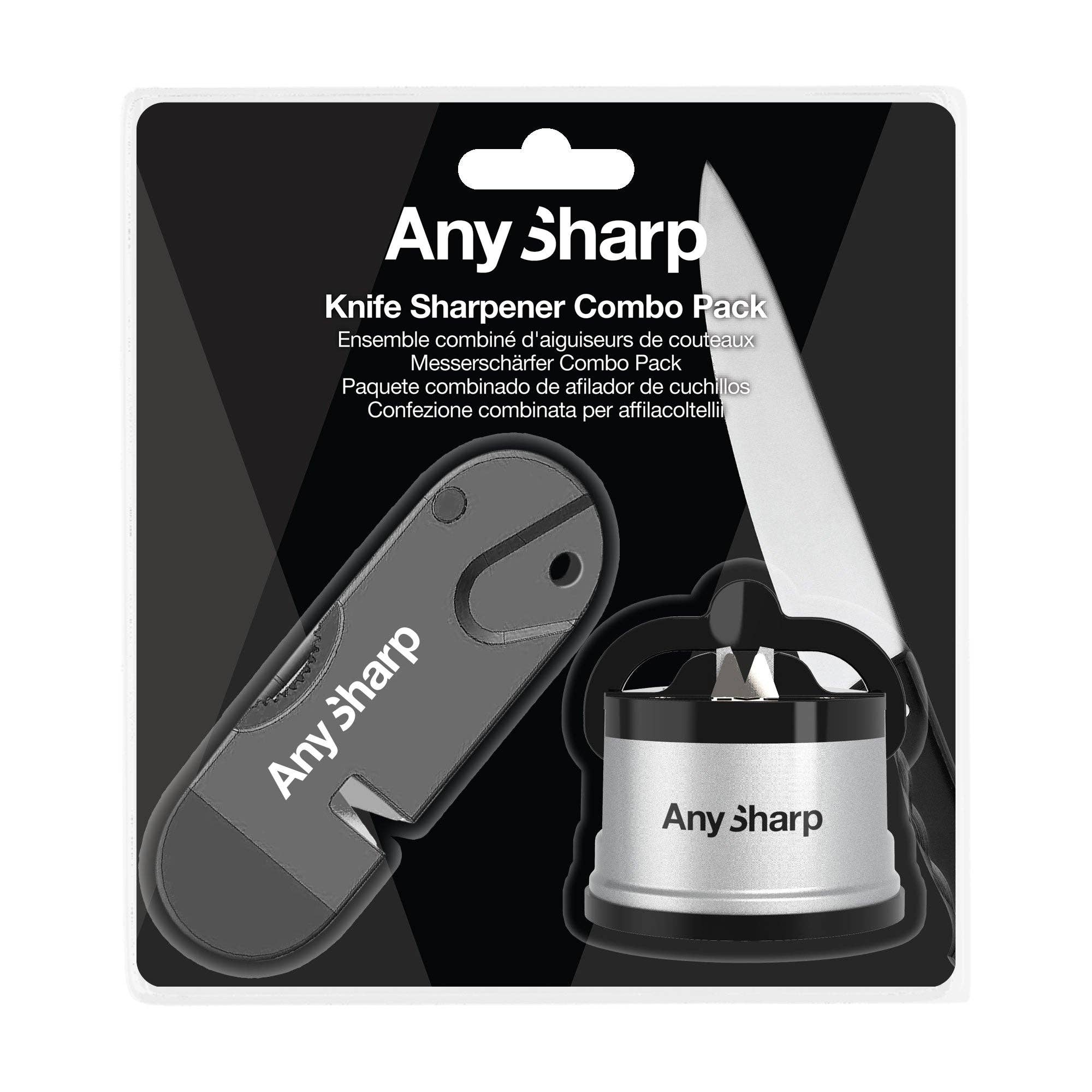 AnySharp - Venta al por mayor Afilador de cuchillos - Pack Combo AnySharp - Afilador de Cuchillos Ediciones & Táctico3