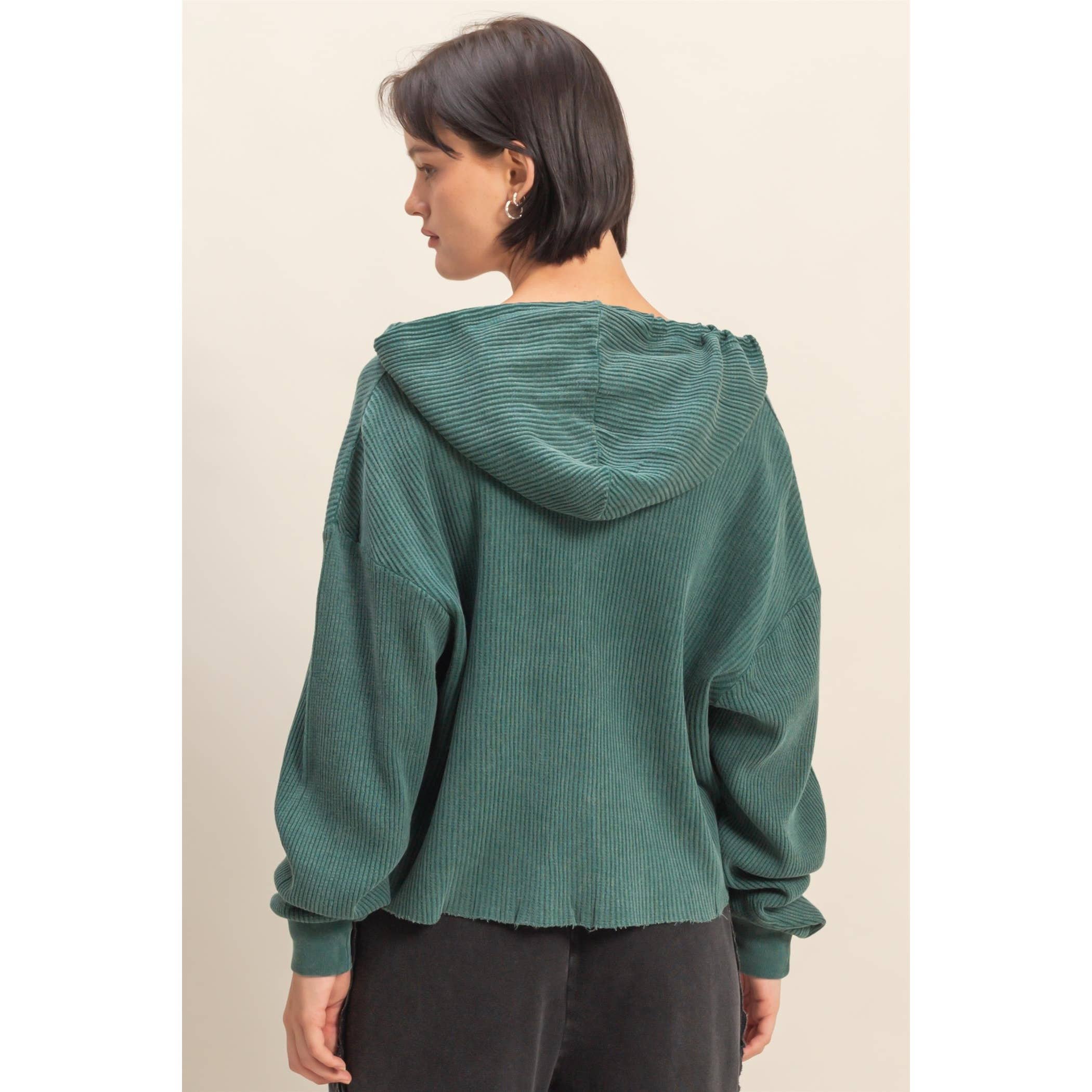 HYFVE – Hoodie – Mulher por atacado – Hoodie de Malha Waffle Cropped com Lavagem Mineral27