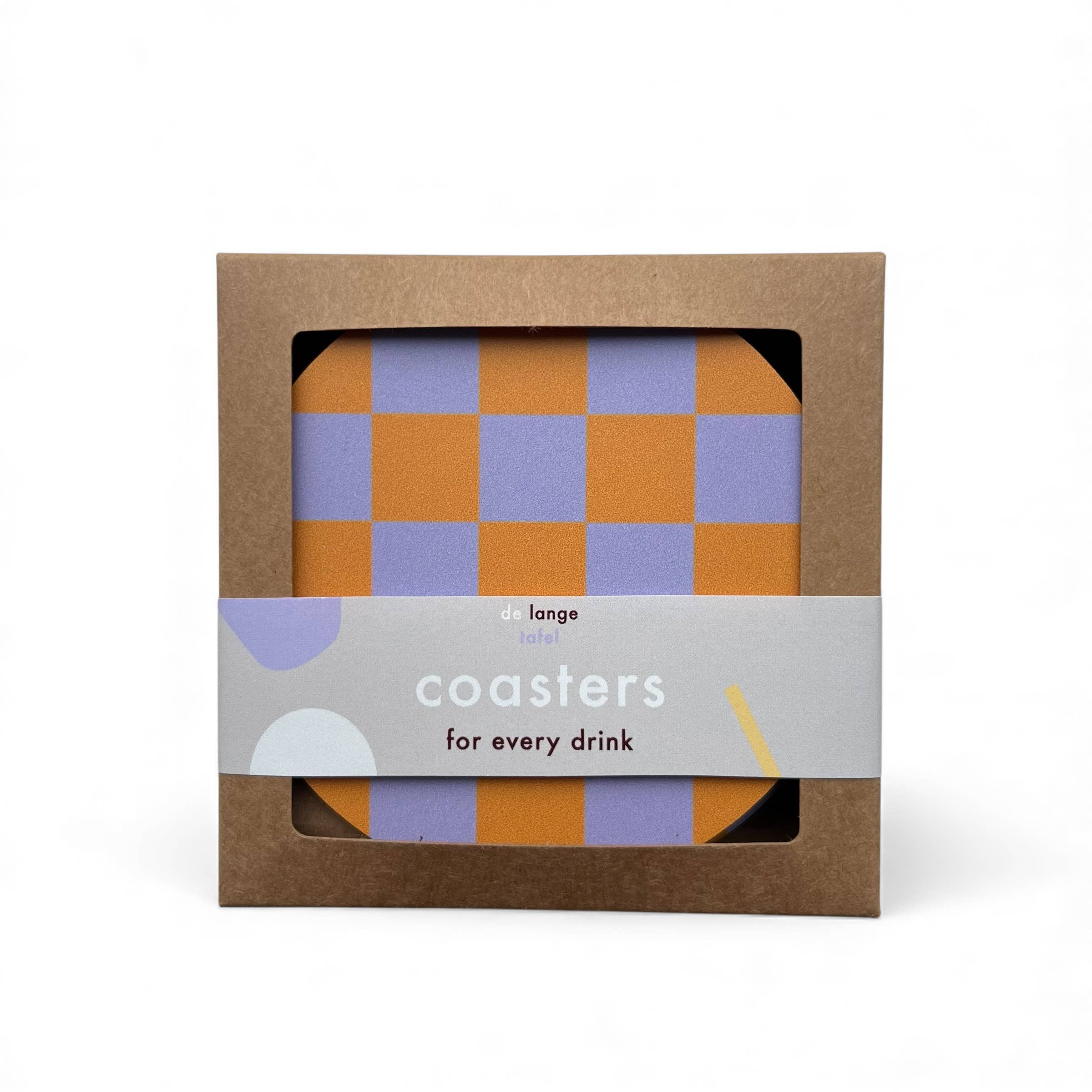 De Lange Tafel - Wholesale Coasters - Coasters checked · orange/lilac