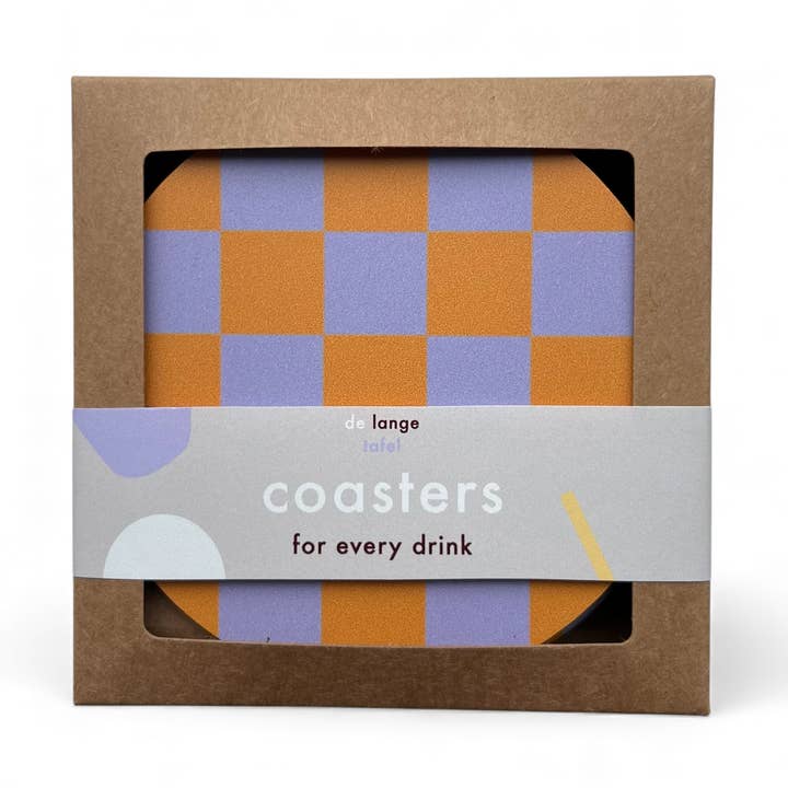 Untersetzer kariert · orange/lila für den Großhandel von De Lange Tafel