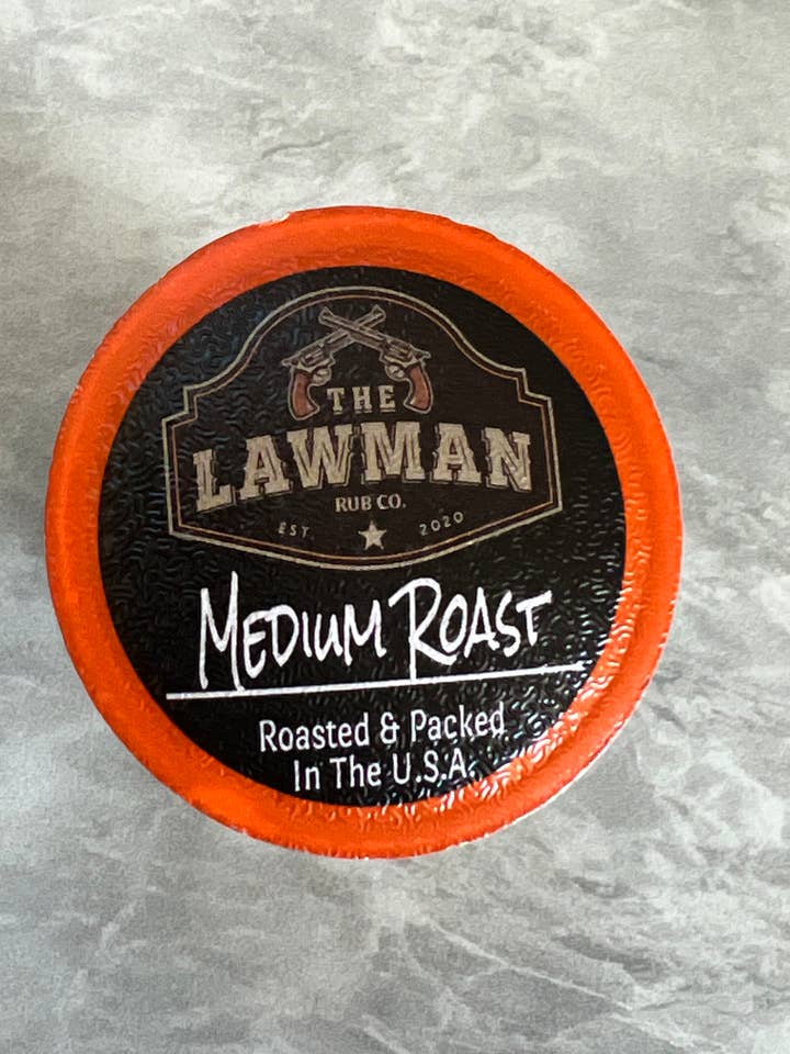 The Lawman Branded K-cup 100 per order for wholesale by The Lawman Rub Co