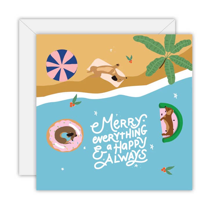 Merry Everything & Happy Always - Dachshund for wholesale by To The Moon and Back Prints