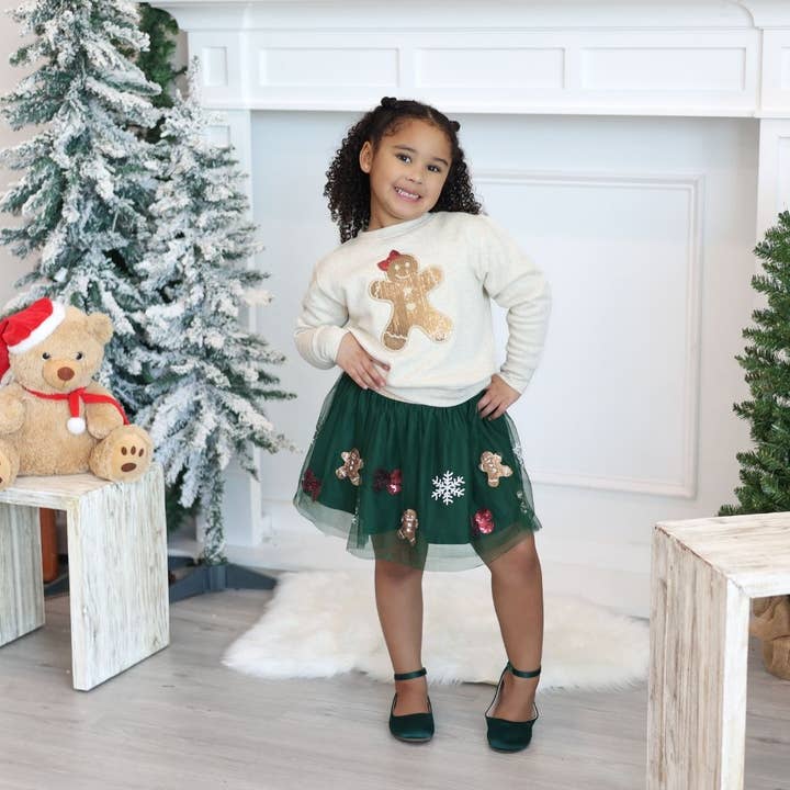 Sweet Wink - Wholesale Tutu – Child - Gingerbread Joy Sequin Christmas Tutu - Kids Clothing7